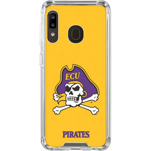 East Carolina University ECU Pirates Logo Yellow Galaxy A30 Clear Case