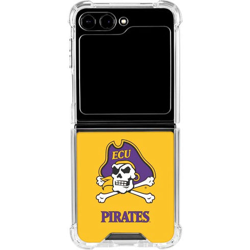 East Carolina University ECU Pirates Logo Yellow Galaxy Z Flip5 5G Clear Case