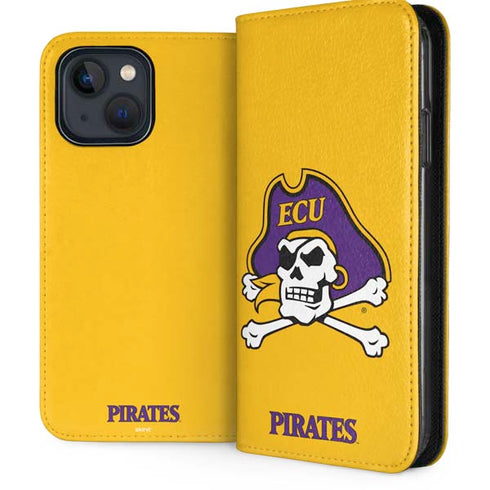 East Carolina University ECU Pirates Logo Yellow iPhone 15 Plus Folio Case