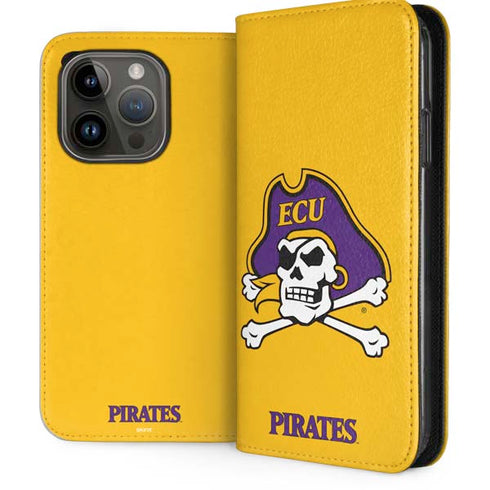 East Carolina University ECU Pirates Logo Yellow iPhone 15 Pro Folio Case