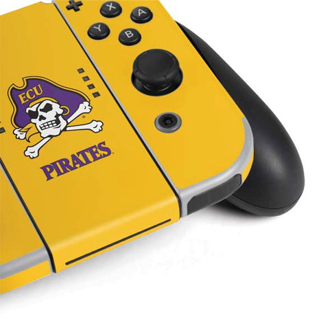 East Carolina University ECU Pirates Logo Yellow Nintendo Switch OLED (2021) Skin