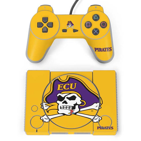 East Carolina University ECU Pirates Logo Yellow PlayStation Classic Bundle Skin
