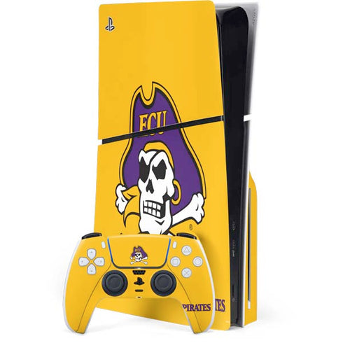 East Carolina University ECU Pirates Logo Yellow PS5 Slim Disk Bundle Skin