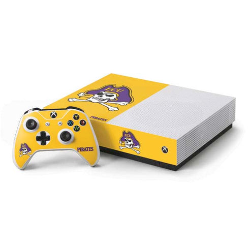East Carolina University ECU Pirates Logo Yellow Xbox One S All-Digital Edition Bundle Skin