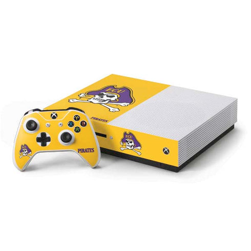 East Carolina University ECU Pirates Logo Yellow Xbox One S Console and Controller Bundle Skin