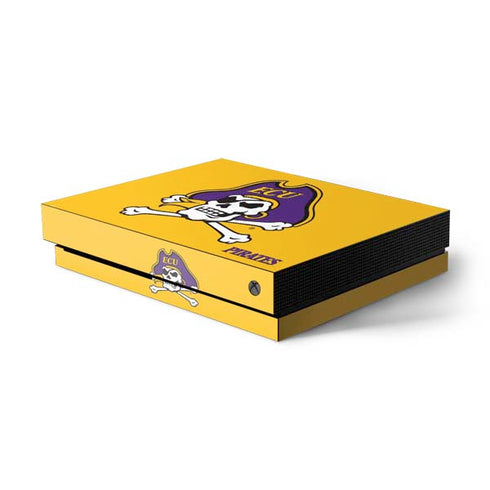 East Carolina University ECU Pirates Logo Yellow Xbox One X Console Skin