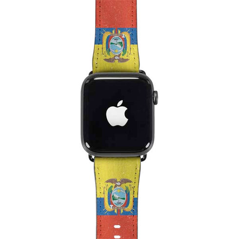 Ecuador Flag Distressed Apple Watch Band 42-44mm