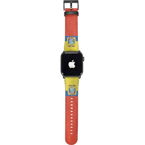 Ecuador Flag Distressed Apple Watch Band 42-44mm