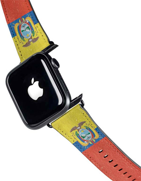 Ecuador Flag Distressed Apple Watch Band 38-40mm