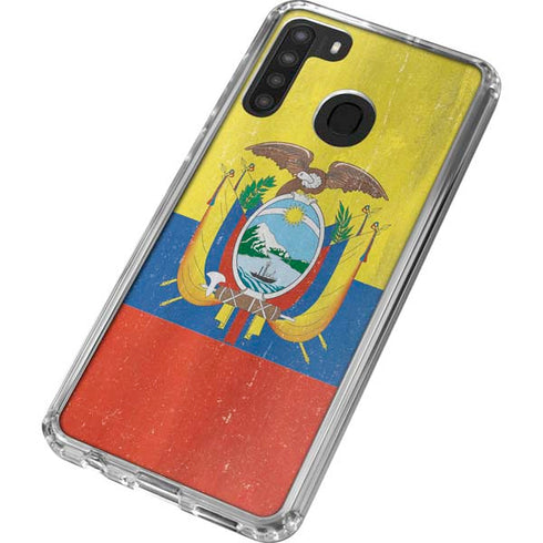 Ecuador Flag Distressed Galaxy A21 Clear Case