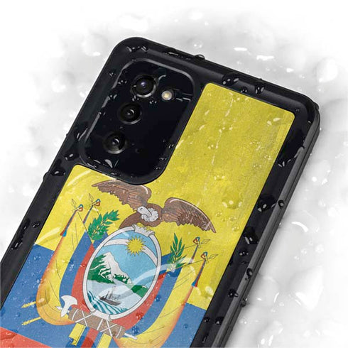 Ecuador Flag Distressed Galaxy Note20 5G Waterproof Case
