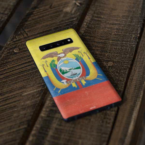 Ecuador Flag Distressed Galaxy S10 Skin
