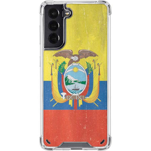 Ecuador Flag Distressed Galaxy S21 5G Clear Case