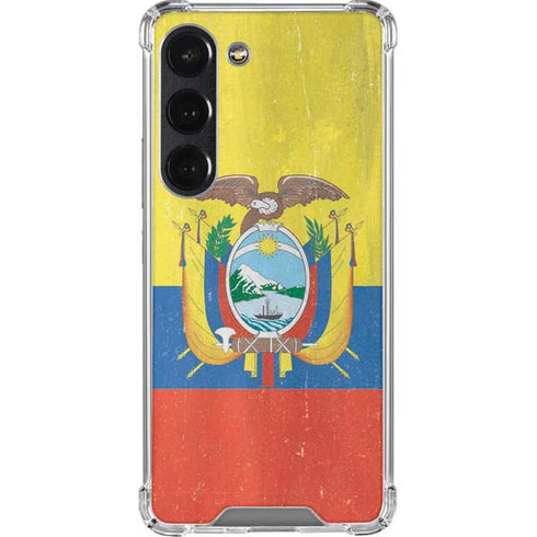 Ecuador Flag Distressed Galaxy S23 Clear Case
