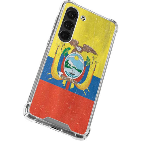 Ecuador Flag Distressed Galaxy S23 Clear Case