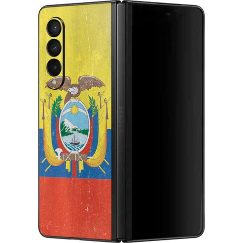 Ecuador Flag Distressed Galaxy Z Fold3 5G Skin
