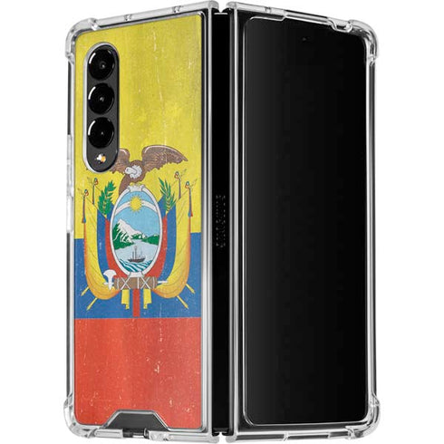Ecuador Flag Distressed Galaxy Z Fold4 5G Clear Case
