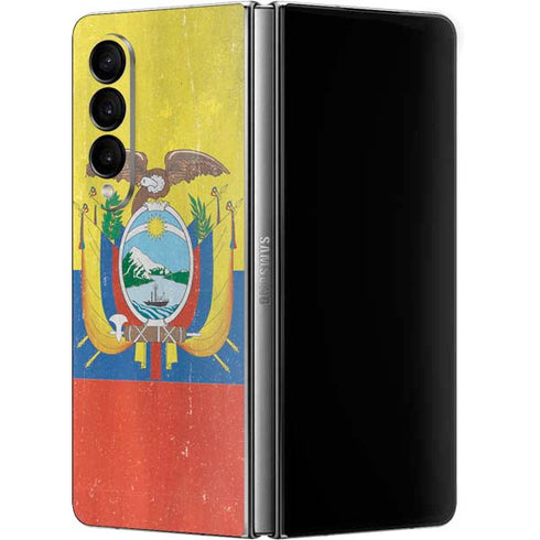 Ecuador Flag Distressed Galaxy Z Fold4 5G Skin