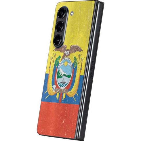 Ecuador Flag Distressed Galaxy Z Fold5 5G Skin
