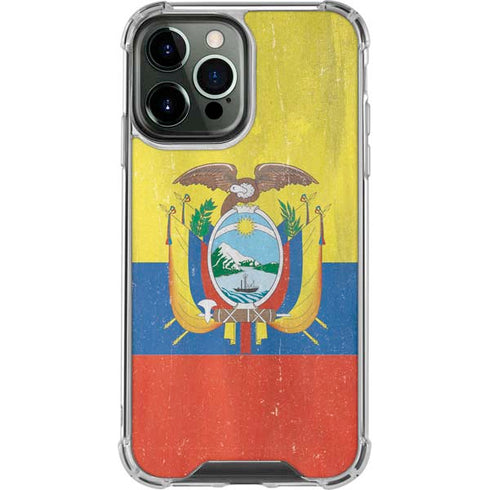 Ecuador Flag Distressed iPhone 13 Pro Max Clear Case