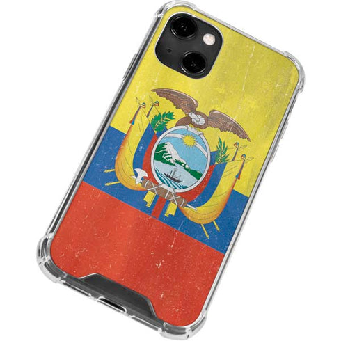 Ecuador Flag Distressed iPhone 14 Clear Case