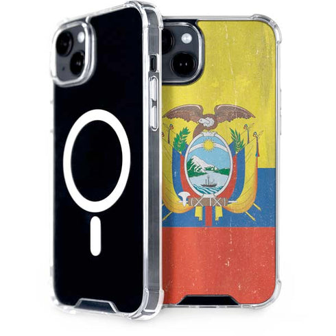 Ecuador Flag Distressed iPhone 15 MagSafe Case
