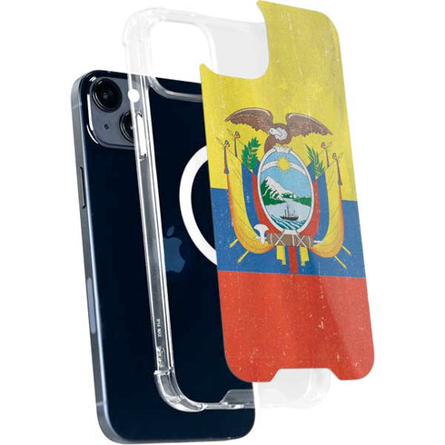Ecuador Flag Distressed iPhone 15 Plus MagSafe Case