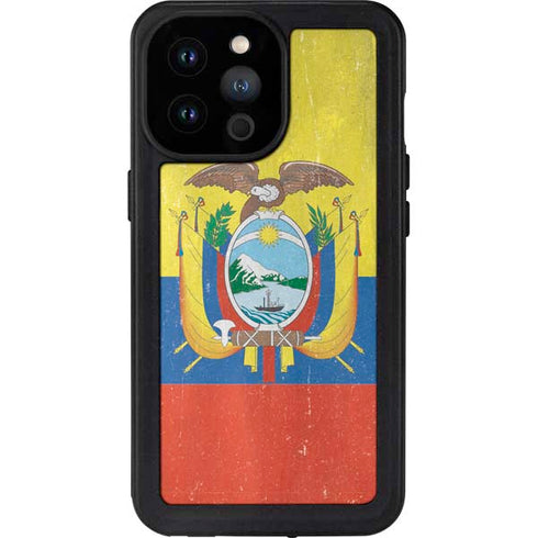 Ecuador Flag Distressed iPhone 14 Pro Max Waterproof Case