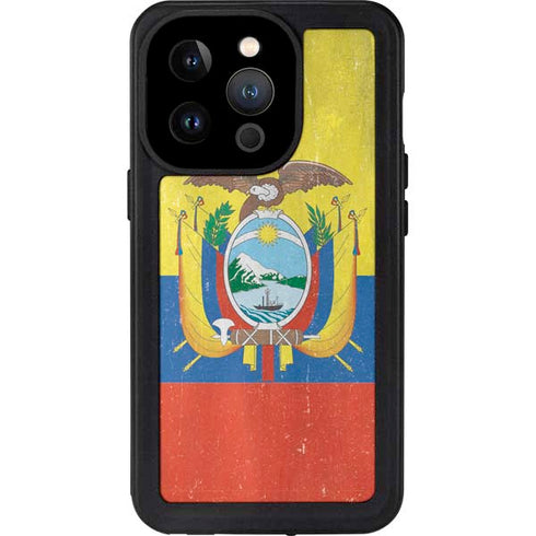 Ecuador Flag Distressed iPhone 14 Pro Waterproof Case