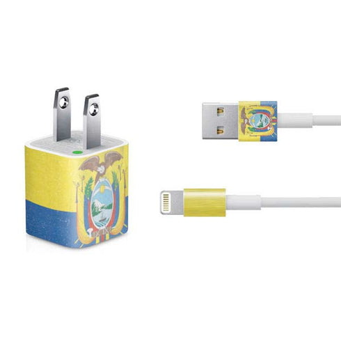 Ecuador Flag Distressed iPhone Charger (5W USB) Skin