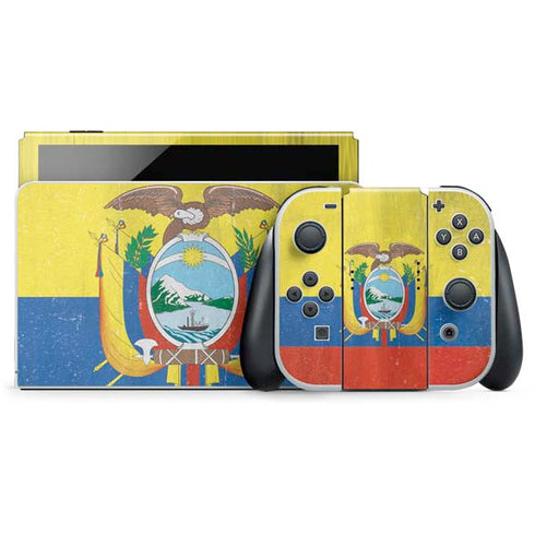 Ecuador Flag Distressed Nintendo Switch OLED (2021) Skin