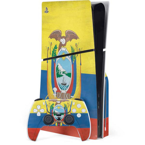 Ecuador Flag Distressed PS5 Slim Disk Bundle Skin