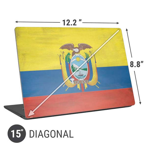 Ecuador Flag Distressed Universal Laptop 15in (12.2 x 8.8in) Skin