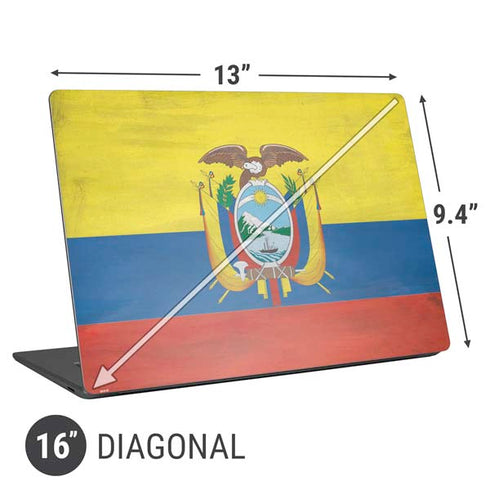 Ecuador Flag Distressed Universal Laptop 16in (13 x 9.4in) Skin