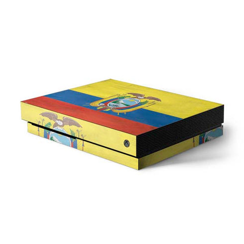 Ecuador Flag Distressed Xbox One X Console Skin