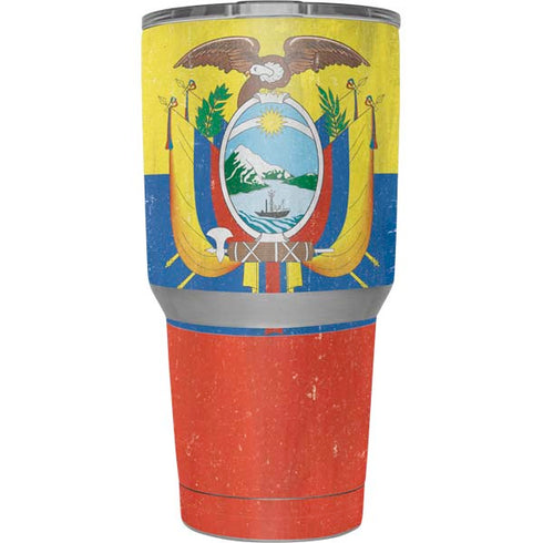 Ecuador Flag Distressed Yeti 30oz Rambler Tumbler Skin