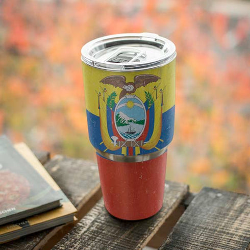 Ecuador Flag Distressed Yeti 30oz Rambler Tumbler Skin