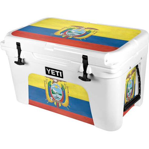 Ecuador Flag Distressed YETI Tundra 45 Hard Cooler Skin