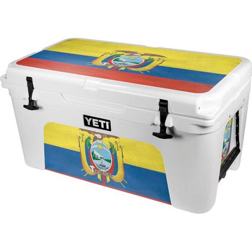 Ecuador Flag Distressed YETI Tundra 65 Hard Cooler Skin