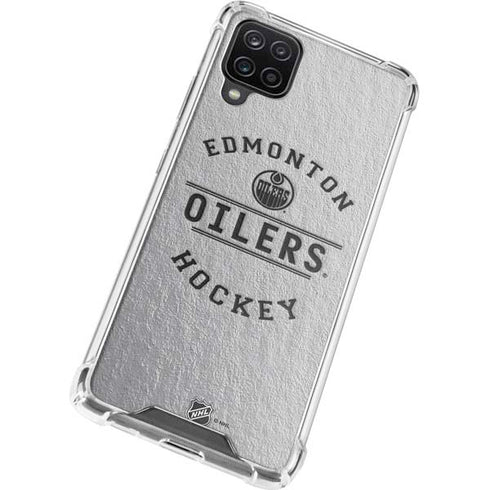NHL Edmonton Oilers Black Text Galaxy A12 Clear Case