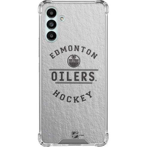 NHL Edmonton Oilers Black Text Galaxy A13 5G Clear Case