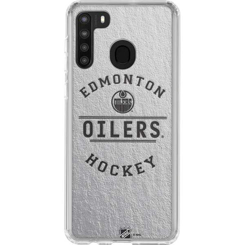 NHL Edmonton Oilers Black Text Galaxy A21 Clear Case