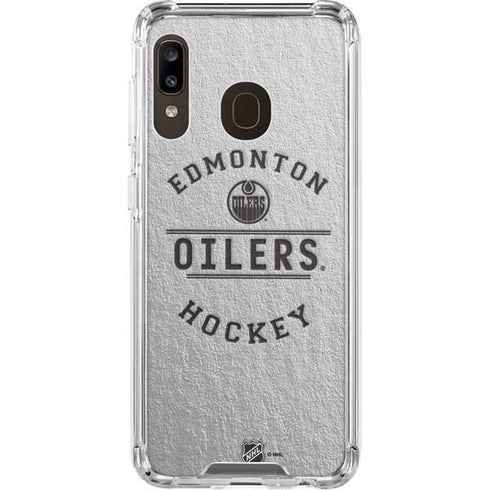 NHL Edmonton Oilers Black Text Galaxy A30 Clear Case