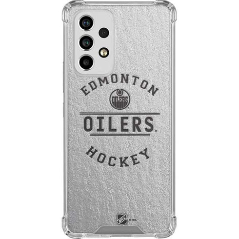 NHL Edmonton Oilers Black Text Galaxy A53 5G Clear Case