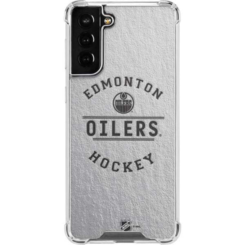 NHL Edmonton Oilers Black Text Galaxy S21 FE Clear Case