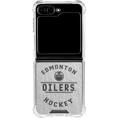 NHL Edmonton Oilers Black Text Galaxy Z Flip5 5G Clear Case