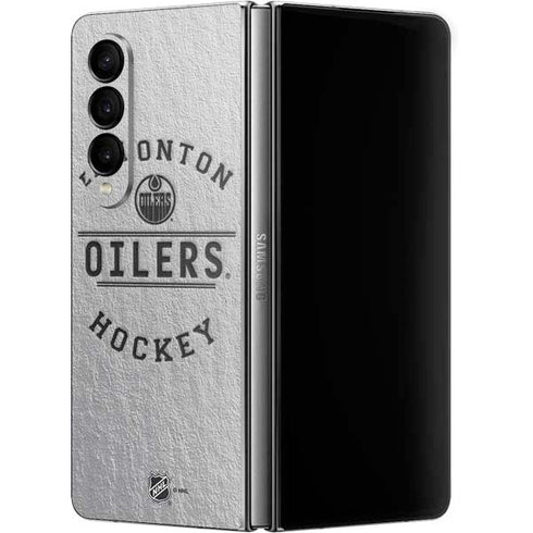 NHL Edmonton Oilers Black Text Galaxy Z Fold4 5G Skin