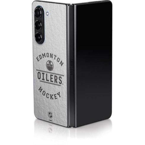 NHL Edmonton Oilers Black Text Galaxy Z Fold5 5G Skin