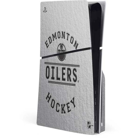 NHL Edmonton Oilers Black Text PS5 Slim Disk Console Skin