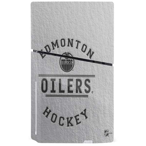 NHL Edmonton Oilers Black Text PS5 Slim Disk Console Skin